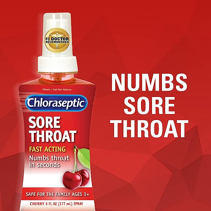 ChloraSeptic Sore Throat Cherry Spray 177ml - Soothing Relief with  Antiseptic Properties