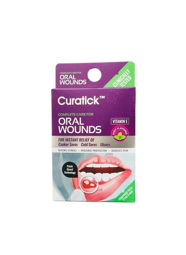 Curatick 12mm Oral Wound Home Care Solution – Transparent Patch for Oral Wounds, Mint Flavored,  (6 Patches)