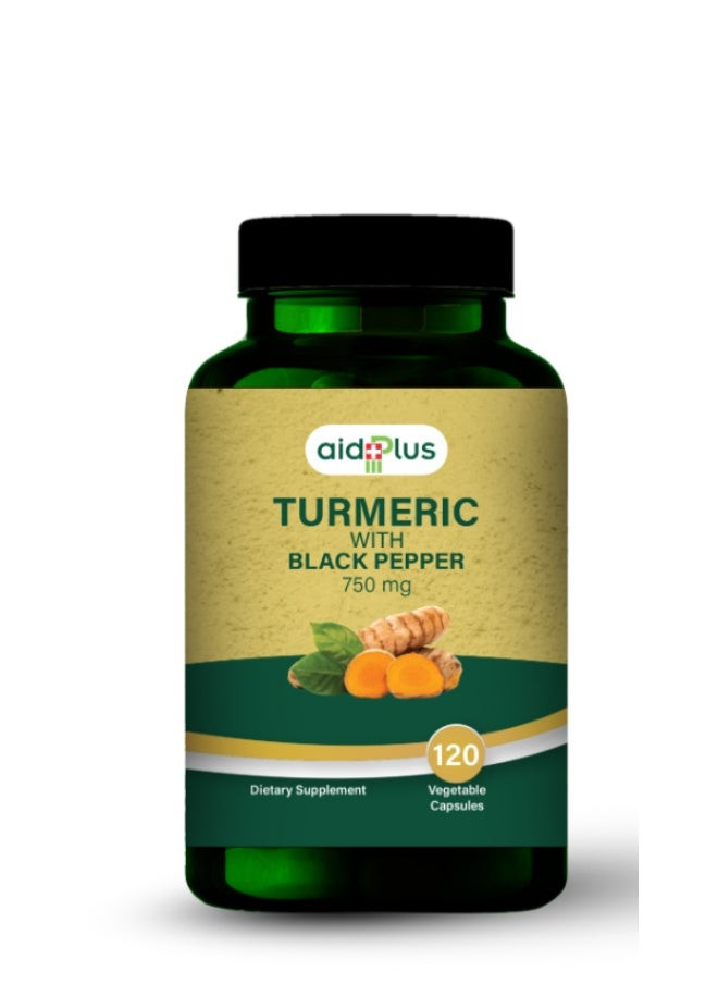 Aidplus Turmeric 120 Capsules 750 Mg – Powerful Antioxidant, Joint Support, And Anti-Inflammatory Benefits
