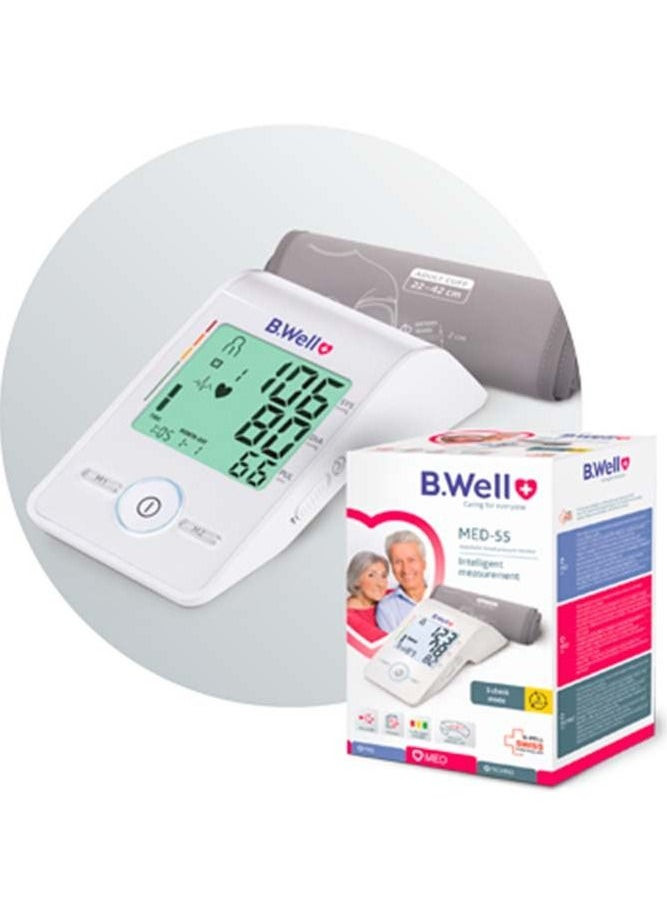 B.Well MED-55 Swiss Automatic Blood Pressure with 22cm - 42cm Size Medium Cuff Monitor