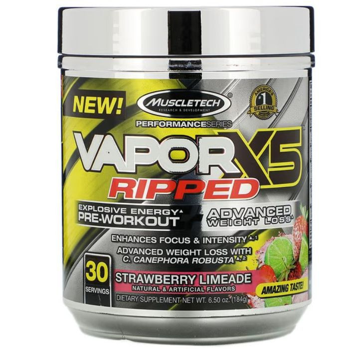 Muscle Tech Vapor X5 RIPPED 30 SERV STRAW LIMEADE 6.5OZ