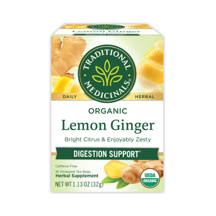 Traditional Medicinals Organic Lemon Ginger Digestion Support Tea Bag 16s
