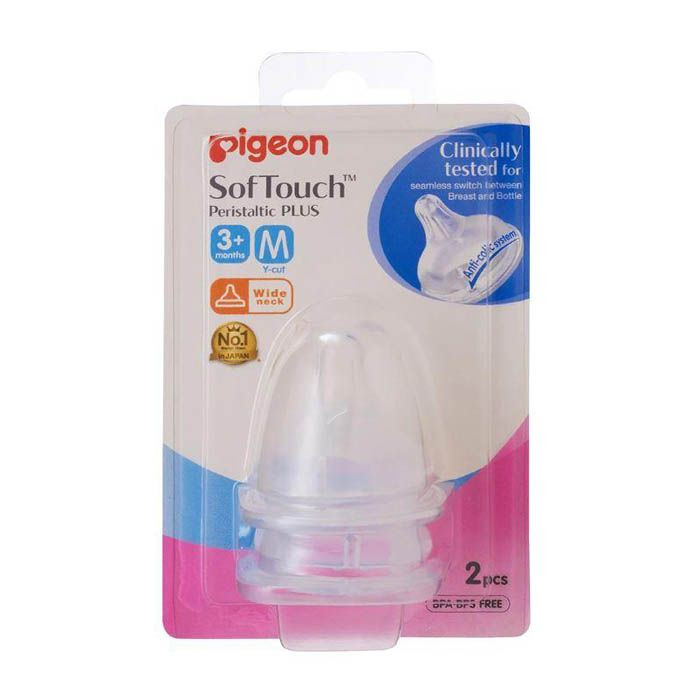 Pigeon Wide Neck Peristaltic Plus Nipple (M) 2piece