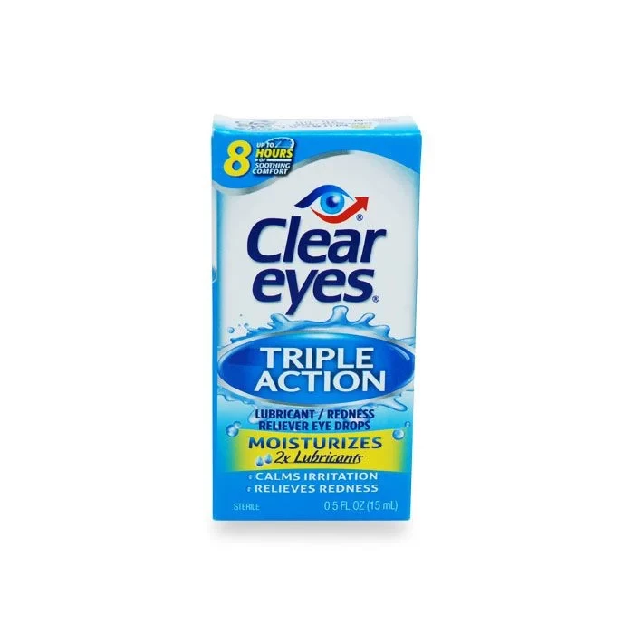 Clear Eyes Triple Action Relief Eye Drops - 0.5 oz dropper