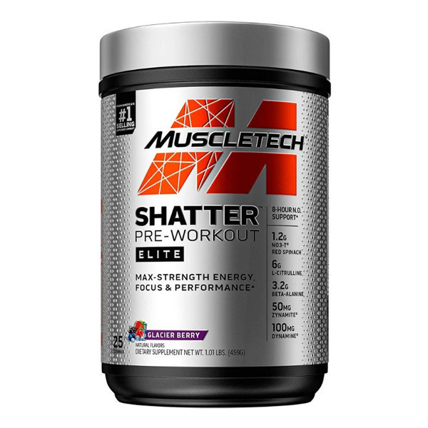 Muscle Tech Shatter Pre Workout Elite Glacier Berry 25 Servings