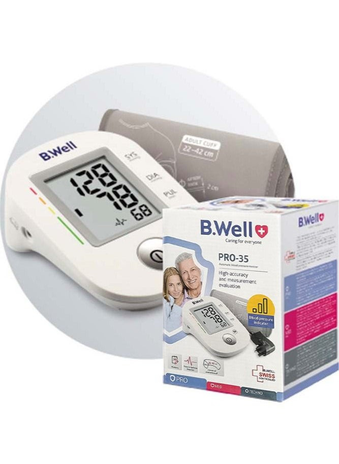 B.Well Swiss PRO-35-ML 22cm - 42cm Size Medium-Large Cuff and Charger Adapter Automatic Blood Pressure Monitor