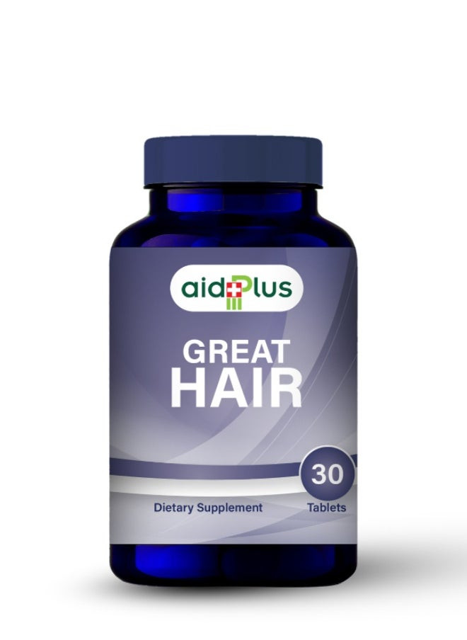 Aidplus Great Hair Formula - Premium Hair Growth Formula For Longer, Stronger, Healthier Hair | Biotin, Collagen, Keratin, B Vitamins, Bamboo Extract | For All Hair Types 30 Capsules