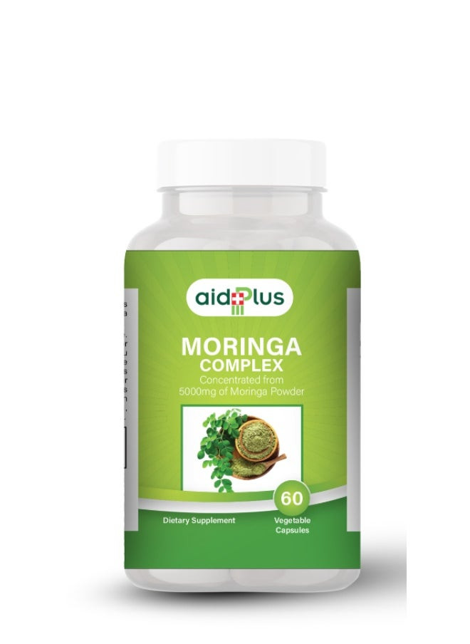 Aidplus Moringa Complex -  Immune Support & Skin Health - Packed With Antioxidants & Nutrients For Overall Wellness 60 Capsules For Energy