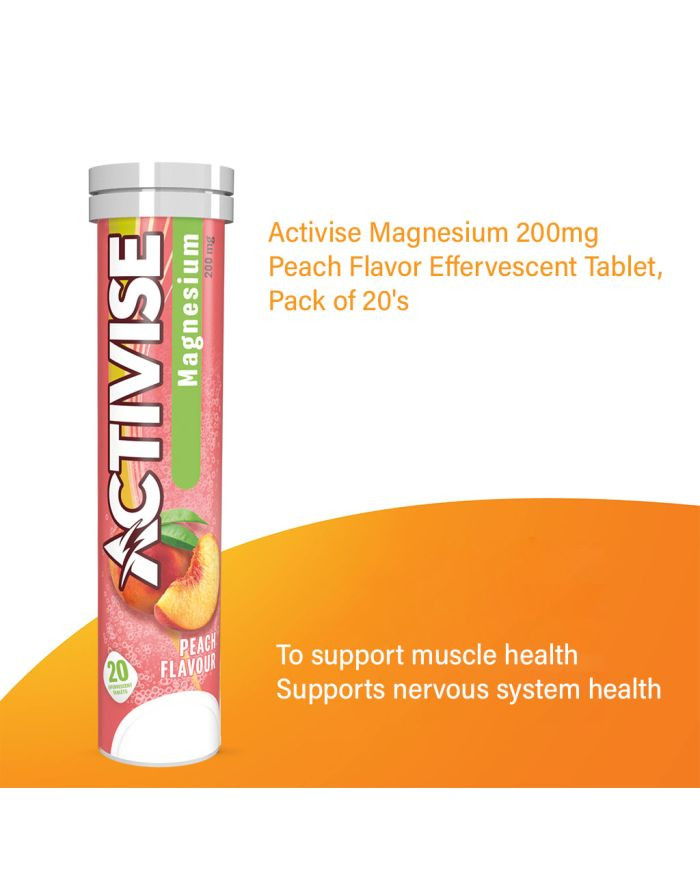 Activise Magnesium 200mg Effervescent Tablets, Peach 20s