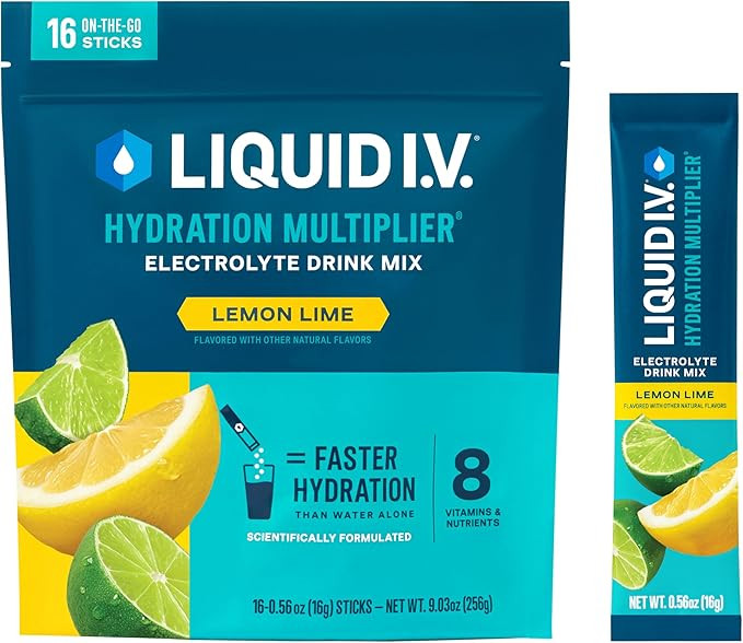 Liquid I.V. Hydration Multiplier Natural Powder Drink Mix Stick Packs (Lemon)