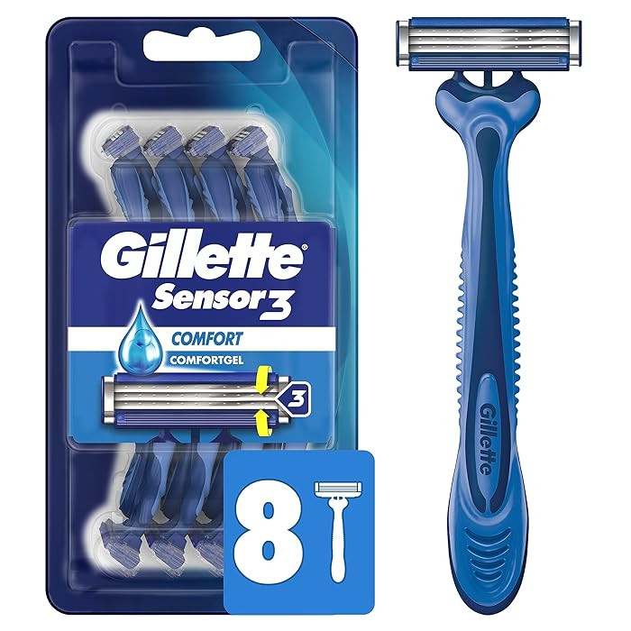 Gillette Sensor3 Comfort Disposable Razors for Men 8s