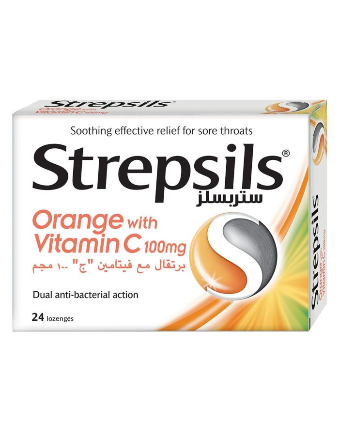 Strepsils Orange With Vitamin C 100 mg Lozenges 24'S