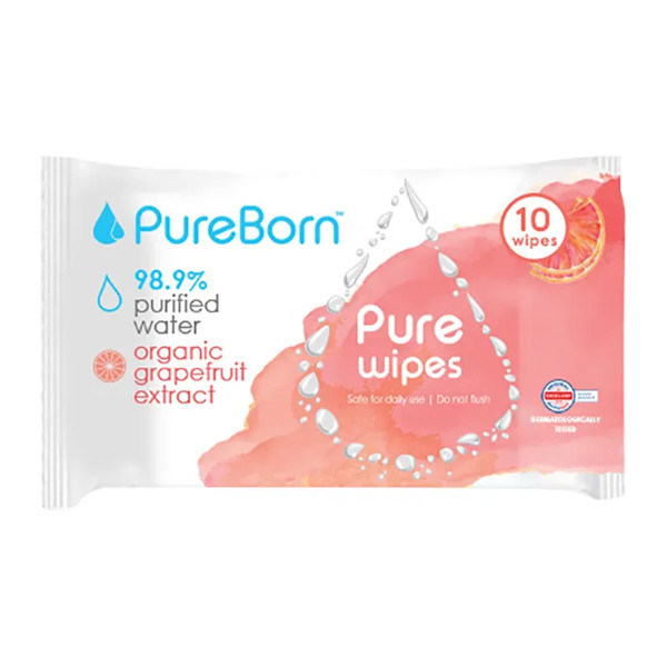 PureBorn Pure Grape Fruit Wipes 10s