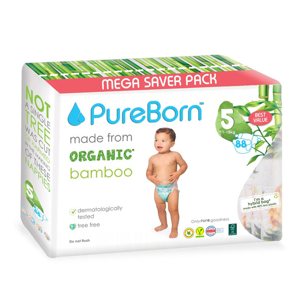 PureBorn Size 5 Value Pack 11 to 18 KG 88 Pcs