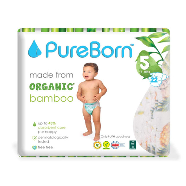 PureBorn Size 5 Single Pack Nappy 11 to 18 KG 22 Pcs