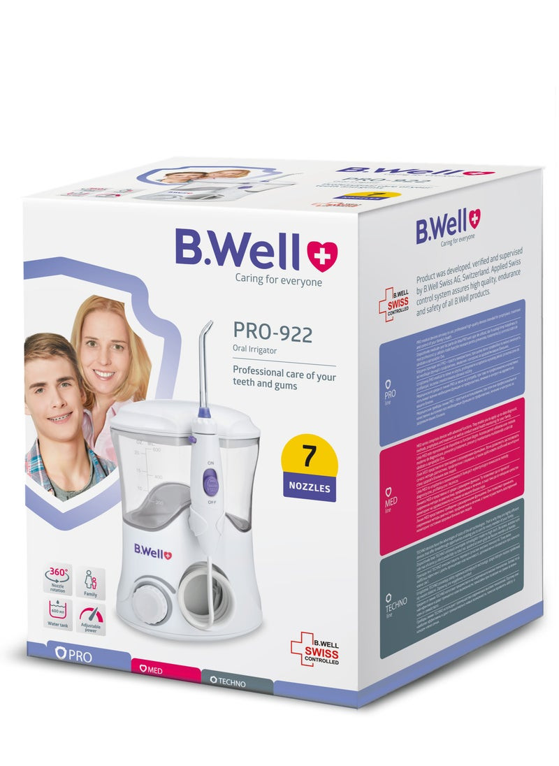 B.Well Swiss Oral PRO-922 10-Mode Irrigator Counter Top with 7 Nozzles