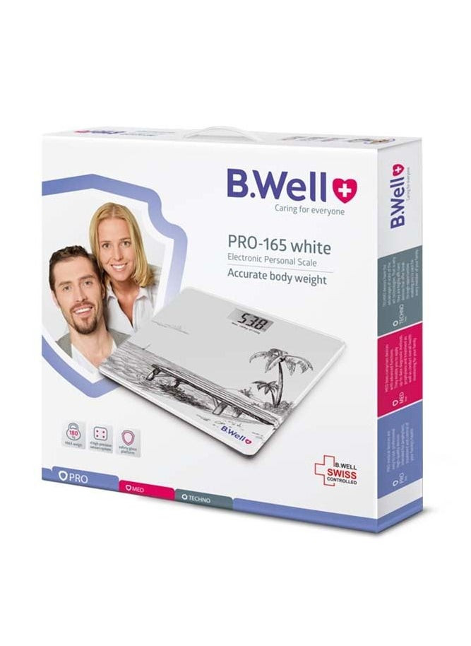 B.Well Swiss  White Electronic Personal Weighing Scale PRO-165