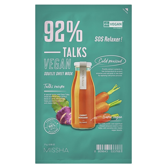 Missha Talks Vegan Squeeze Sheet Mask SOS Relaxer 27g