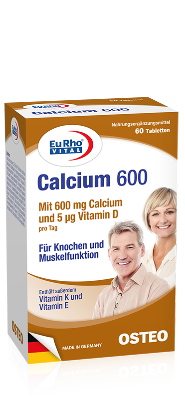 EuRho Vital Calcium 600 - 60s - For the maintenance of normal bones and for normal muscle function