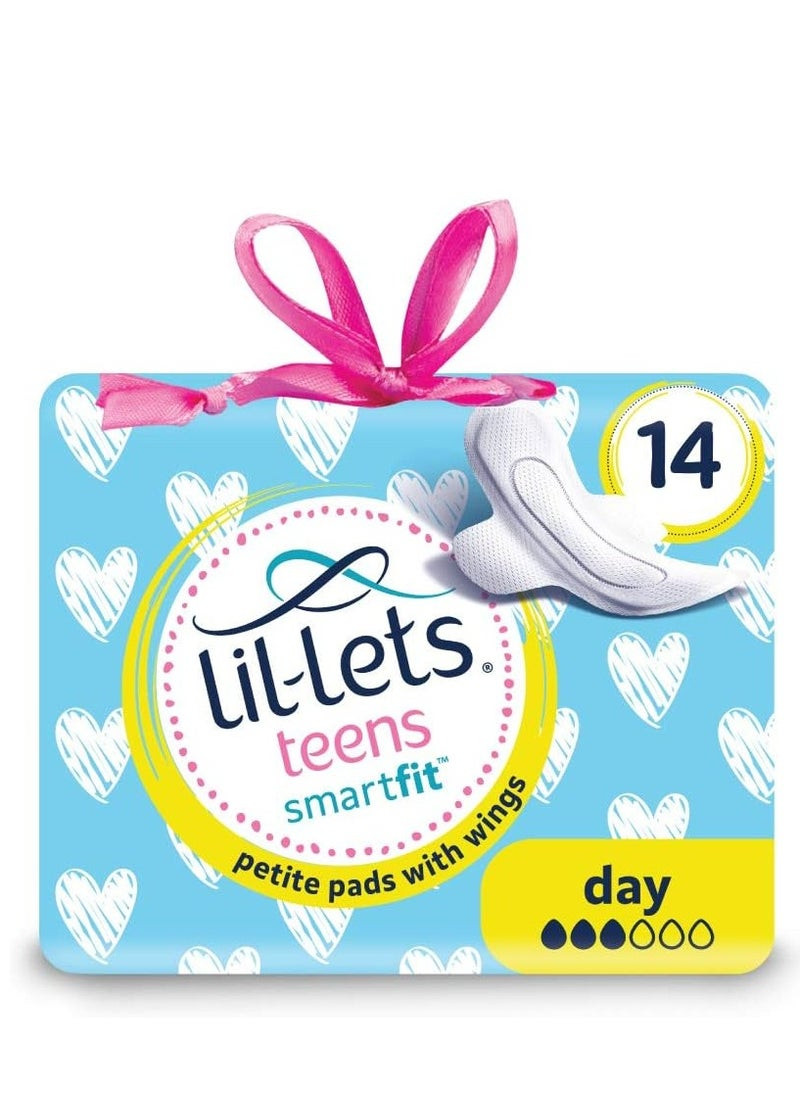 Lil-Lets Teen Smart Fit Ultra Day Towel Pads With Wings For Extra Security Fast Absorbent Superior Comfort Leak Proof Protection Fragrance Free Skin Friendly 14 Units Breathable