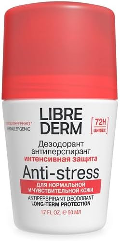 LIBREDERM 72-Hour Anti-Stress Antiperspirant, Sweat and Odor Protection, Roll-On Deodorant for Hyperhidrosis, Hypoallergenic, Dermatologist Tested for Sensitive & Normal Skin, 50 ml