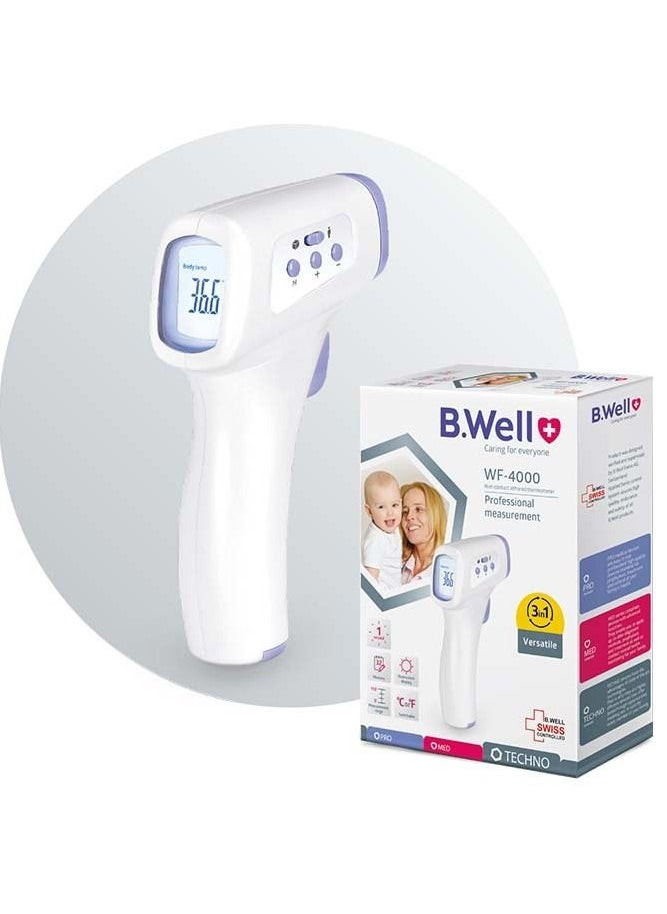 B.Well Swiss Non-Contact  WF-4000  Electronic Medical Infrared Thermometer for Body, Object & Ambient Temperature Measurement 3in1