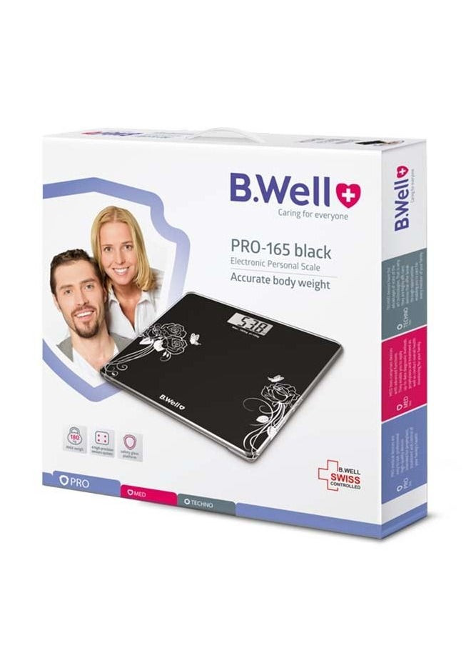B.Well Swiss PRO-165  Electronic Personal Weighing Scale Black