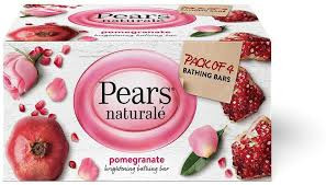 PEARS Natural Pomegranate Brightening Bathing Soap Bar  (Pack Of 4) 125 G