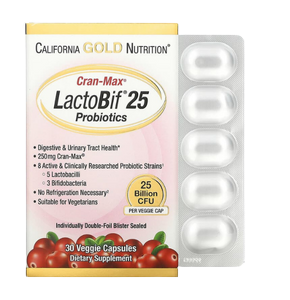 California Gold Nutrition, Lactobif 25 Billion + Cranmax, 30 Veggie Capsules