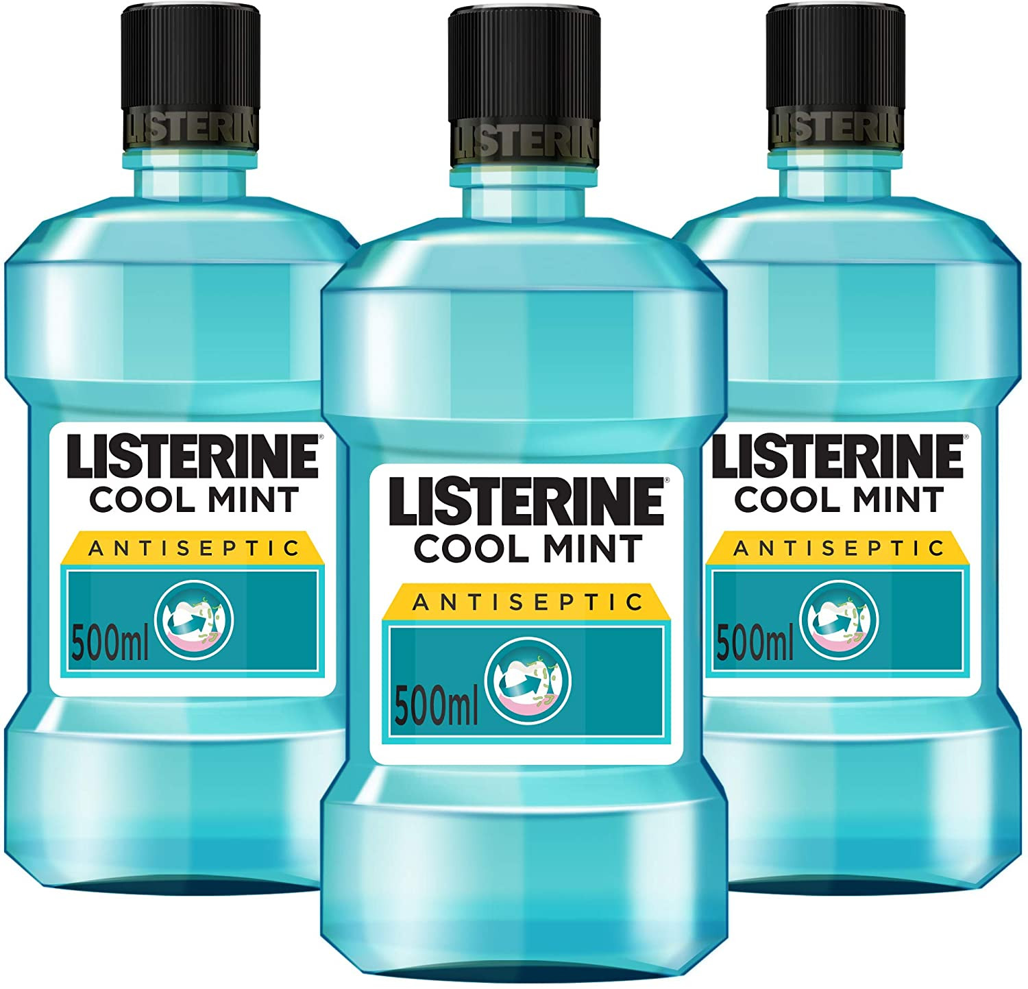 LISTERINE COOL MINT MOUTHWASH - PACK OF 3 BOTTLES  (3 x 500 ML)