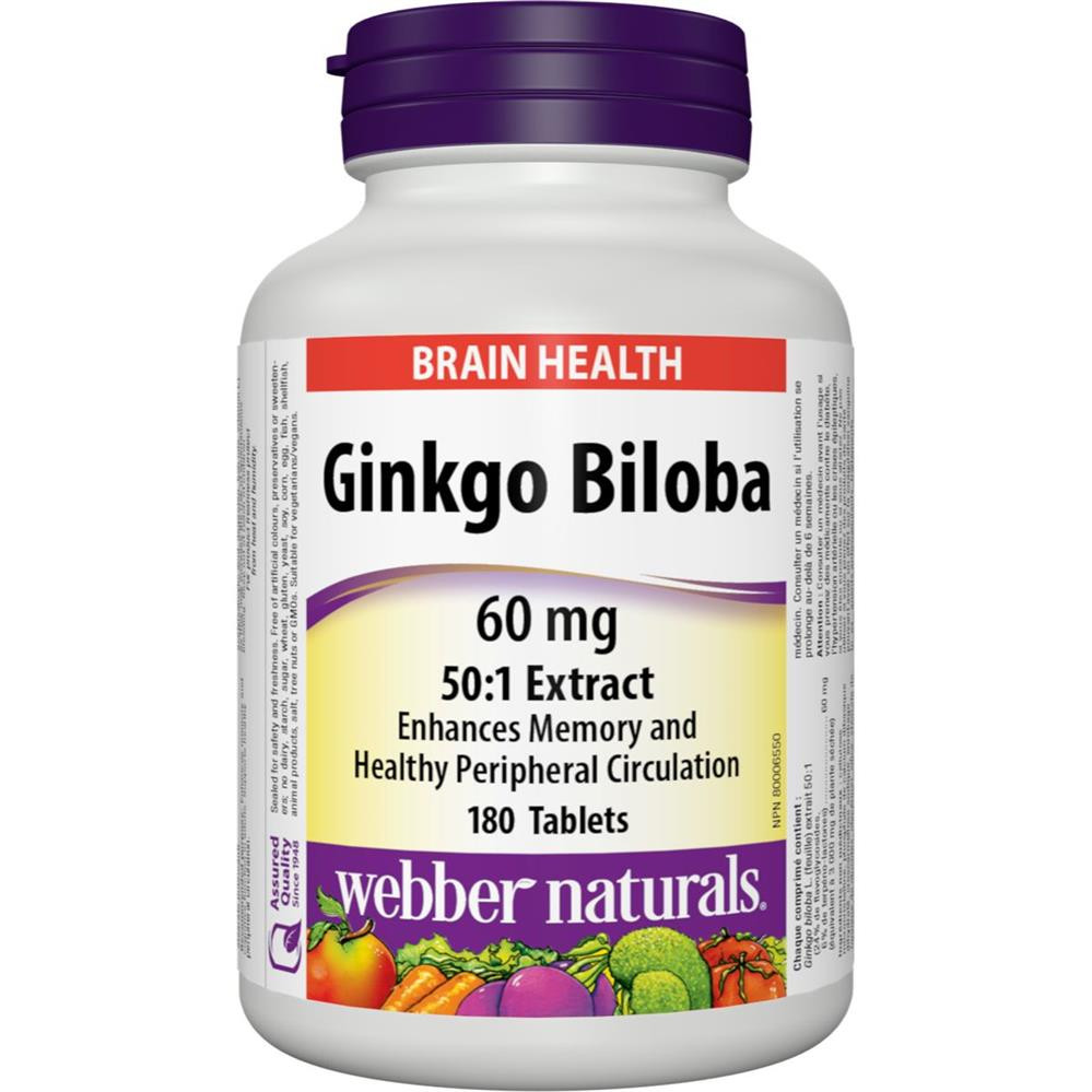 Webber Naturals Ginkgo Biloba 60 mg Tablets 90'S