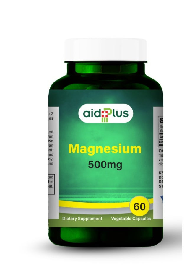 Aidplus Magnesium - 60 Tablets 500 Mg For Muscle Relaxation, Bone Health & Heart Function - Supports Nerve Function & Reduces Stress