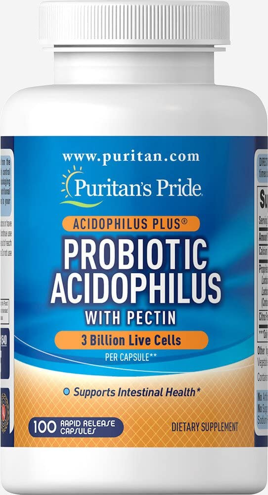 PURITANS PRIDE ACIDOPHYLLUYS WITH 100 MG PECTIN CAPDULES 100'S