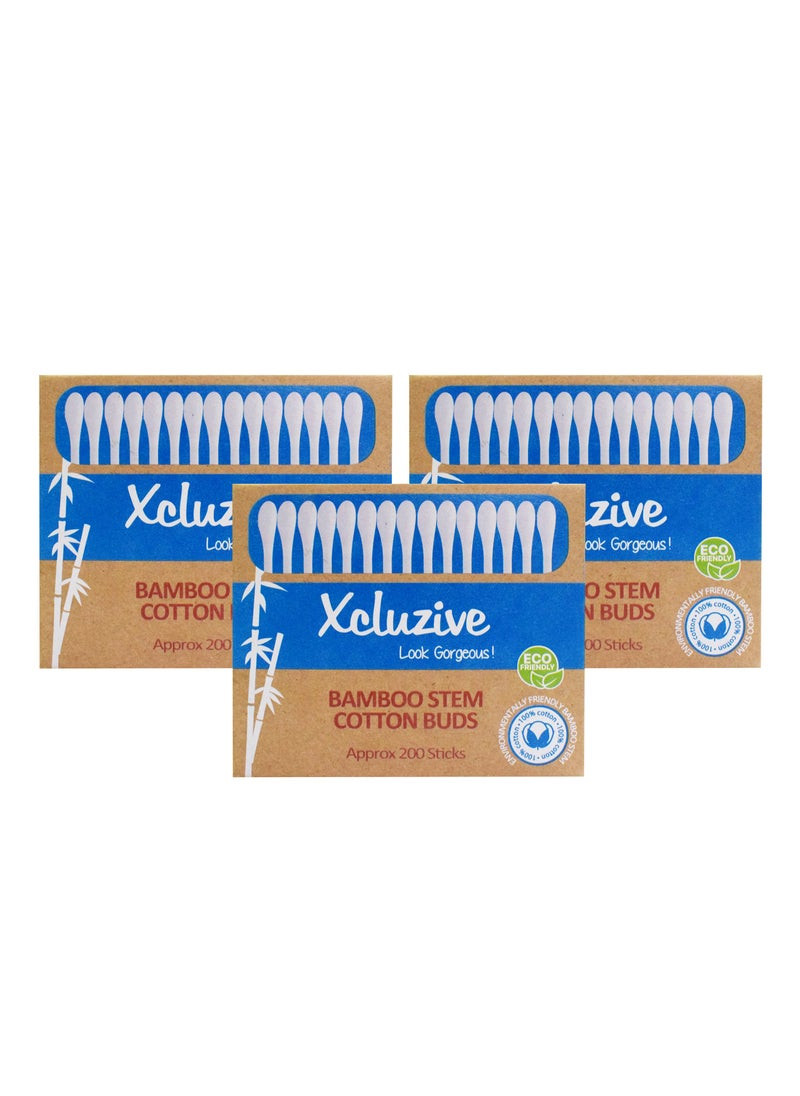 Xcluzive Bamboo Stem Cotton Buds Value Pack 200's X 3
