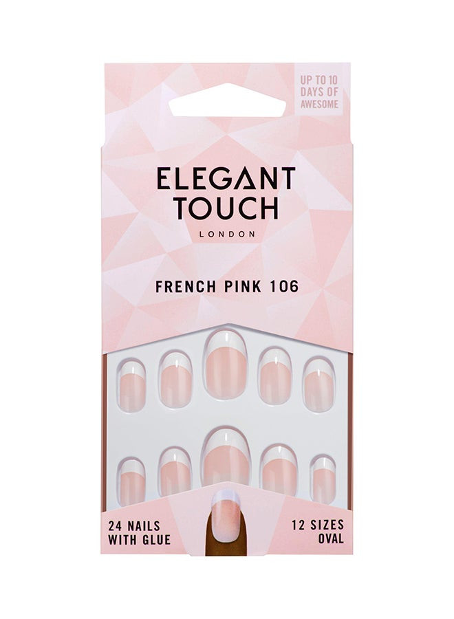 ELEGANT TOUCH French False 24-Piece Nail Set 106 Medium Pink  Natural