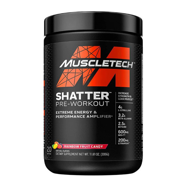 Muscle Tech Shatter Pre Workout Rainbow Fruit Candy 20 Servings