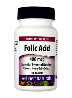 Webber Naturals Folic Acid 400 mcg Tablets 30'S