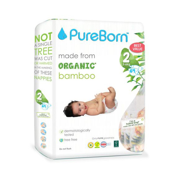 PureBorn Size 2 Value Pack 3 to 6 KG 64 Pcs