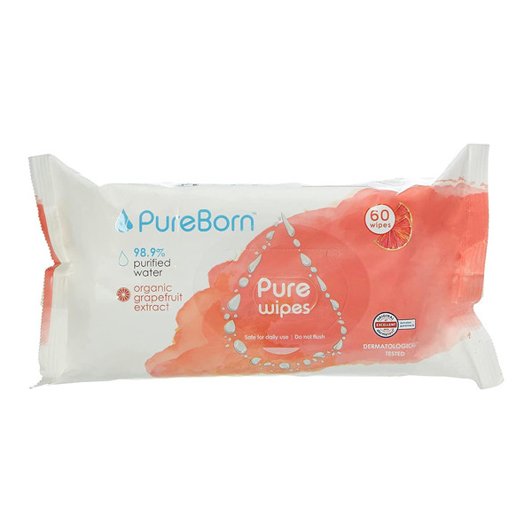 PureBorn Pure Grape Fruit Wipes 60s