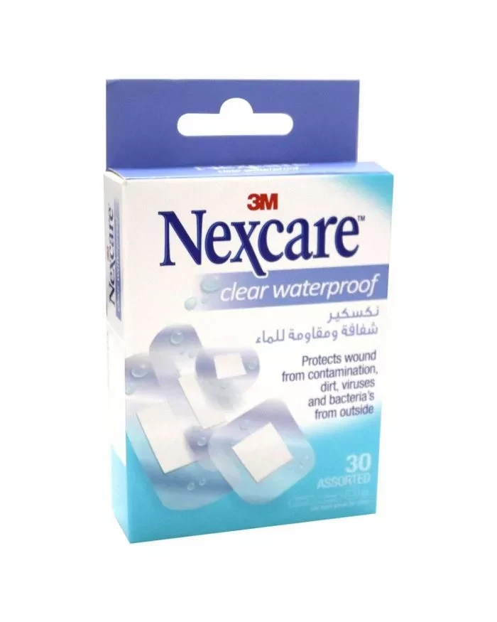 3M NEXCARE AQUA CLEAR WATERPROOF BANDAGES ASSORTED SIZE - 30 BANDAGES