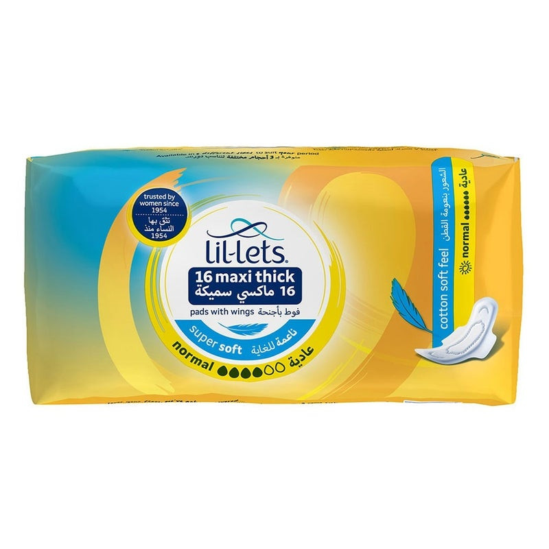 Lil-lets Maxi Thick Normal Super Soft Sanitary Pads With Wings 16's
