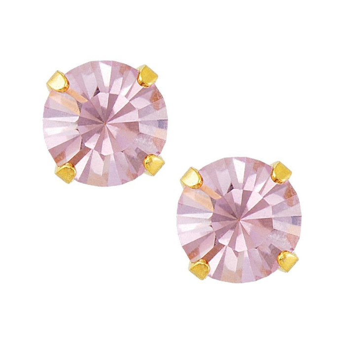 Studex Sensitive Gold Plated Tiffany 6MM Cubic Zirconia Pink