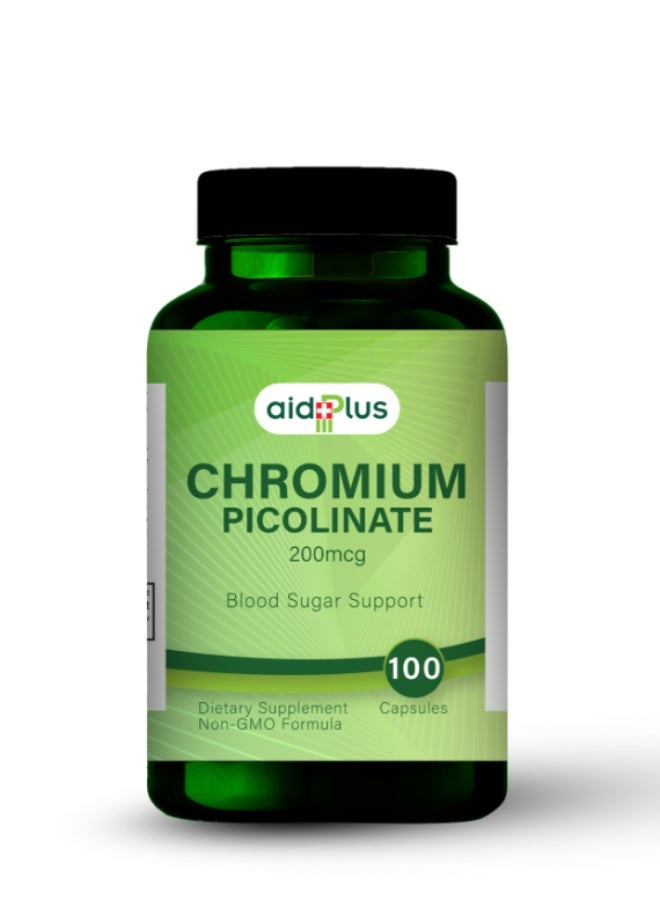 Aidplus "Chromium Picolinate  - 100 Tablets 200 Mcg  | Supports Metabolism & Blood Sugar Regulation"