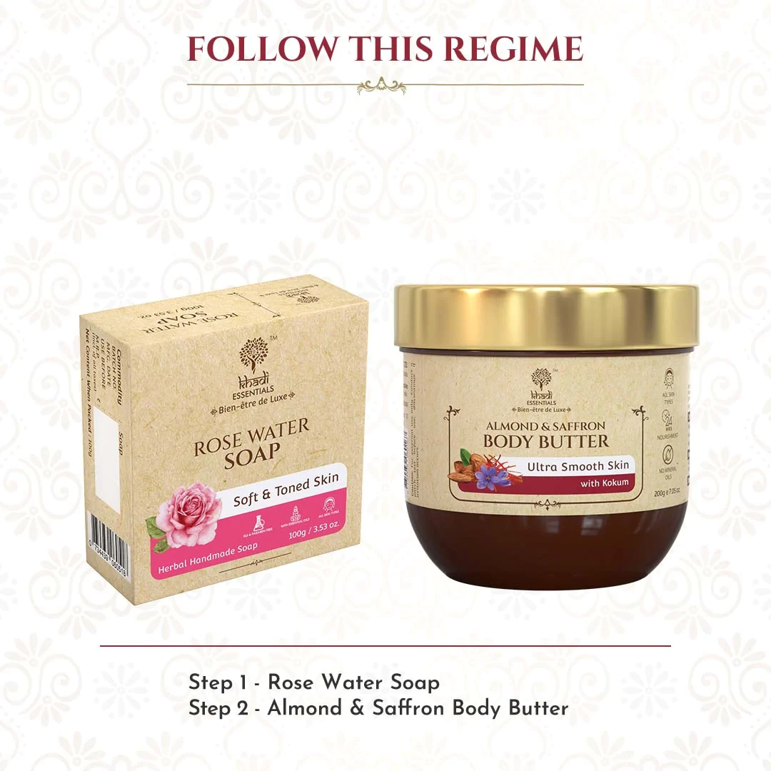 Khadi Essentials Almond & Saffron Body Butter 200gm