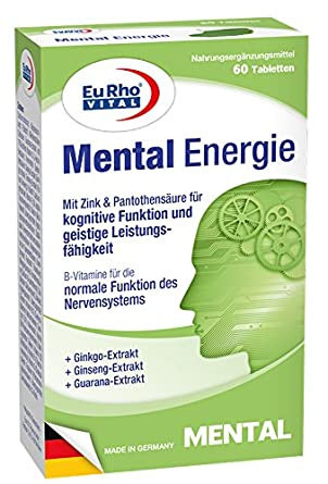 Eurho Vital Mental Energie With Ginkgo, Ginseng And Guarana Extracts - 30s