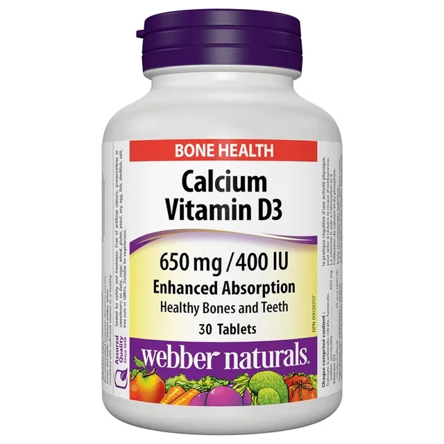 Webber Naturals Calcium Vitamin D3 400 IU Tablets 30'S