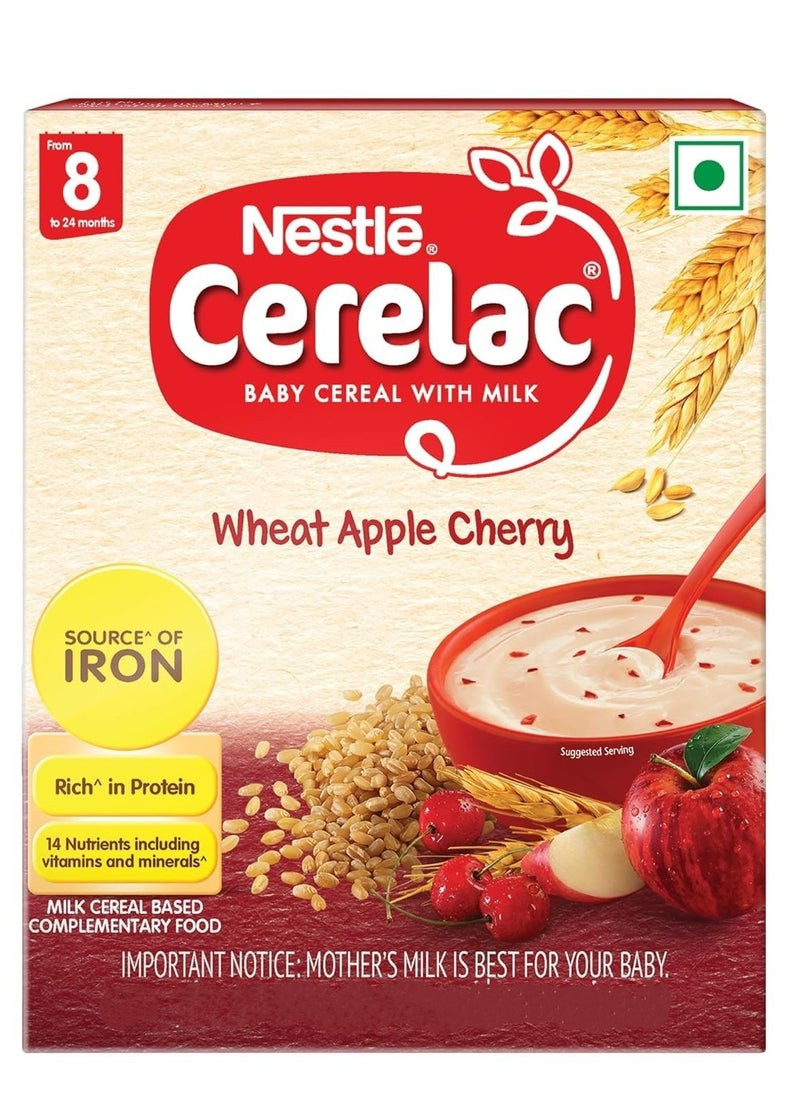 Nestle Cerelac Baby Cereal with Milk Wheat Apple Cherry  300g From 8 to 24 Months