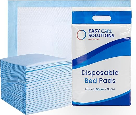 20 x Easy Care Solutions 60 x 90 cm | Premium Disposable Incontinence Bed Pads | High Absorbency Underpads, Bed Mats, Mattress Protectors, Incontinence Pads | 1 Pack of 20