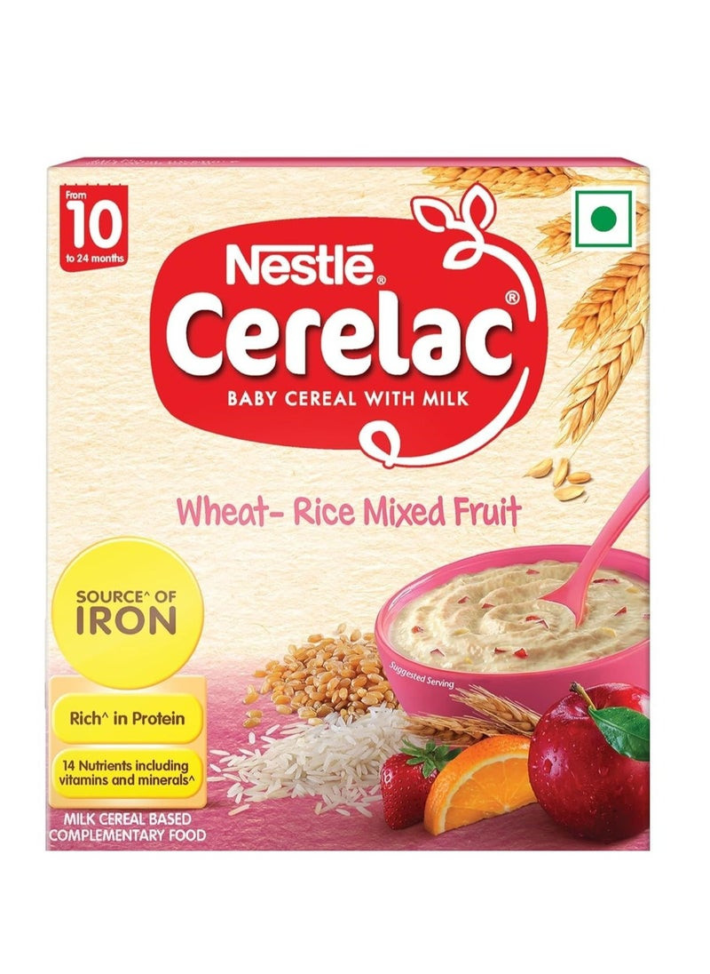 CERELAC Nestle Baby Cereal with Milk Wheat Rice Mixed Fruit From 10 to 24 Months Stage 3 300g Source of Iron and Protein
