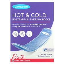 Lansinoh Postpartum Hot & Cold  Therapy Packs 2 Reusable Packs & 12 Disposable Sleeves